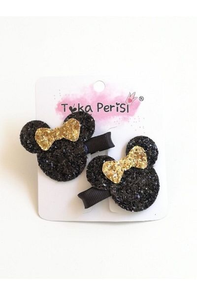 Toka Perisi Baby Girl and Child Minnie Mause Sequin/Shiny 2-Piece Clip Buckle Set