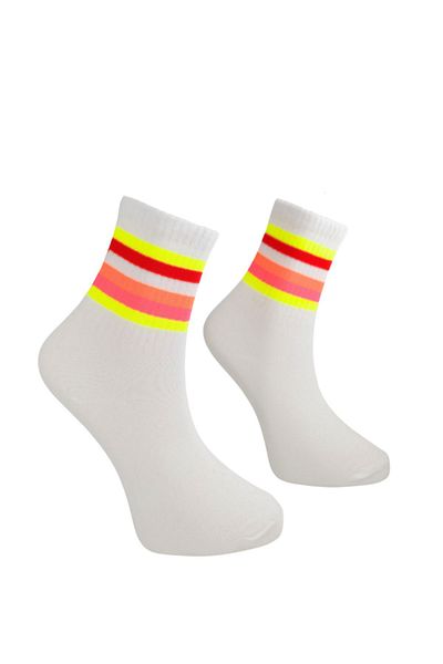 Shuttle Park Λευκές νέον ριγέ Unisex κολεγιακές κάλτσες