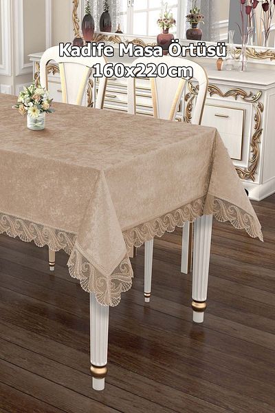 Çt Çeyizci Tekstil 160x220cm Луксозна кадифена покривка - дантела