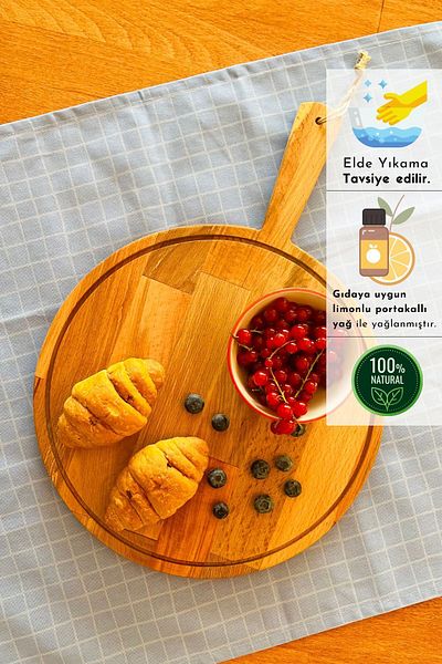 justwood 30 Cm neper nAturAl Wooden HAndle Beech Wood Cheese Cookie Fruit BreAkfAst Pizza PresentAtion PlAte