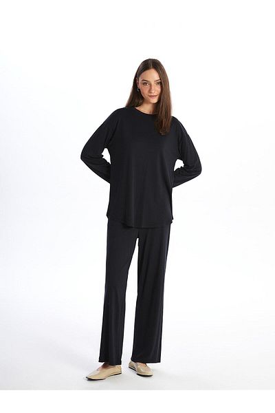 LC Waikiki LCW Modest - Crew Neck Solid Long Sleeve Women's Tunic