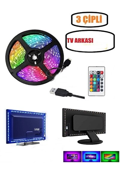 gaman Ey4m Usb'ye Takılan Tv Arkası Ambiyans Rgb Led Seti 4 Metre Uzaktan Kum...