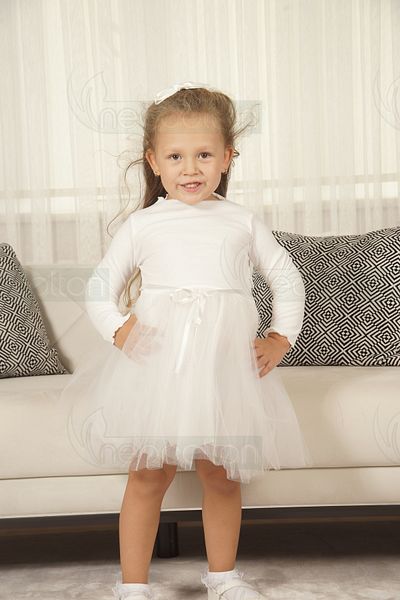 neocotton Μακρυμάνικο φόρεμα πριγκίπισσας με τούλι και στριφτό φόδρα με ραβδώσεις για κορίτσια