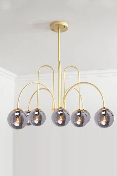 Ömür Avize Rachel Modern Closed Globe Imported Glass Eight Chandelier