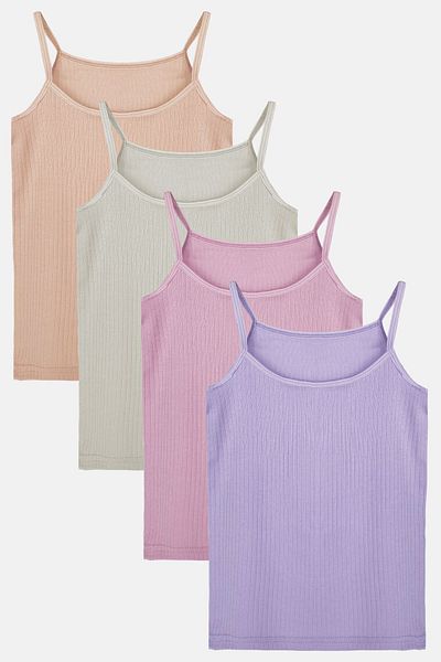 Pamuk Atölye 4 Pcs Cotton Strappy Tank Top for Girl