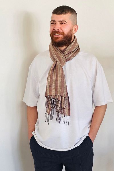 Bahtiyar İpek Thick Striped Brown Silk Camisole