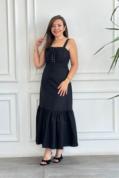 Yağmur Butik Rochie diferită cu fustă cu bretele groase, cu ochi de pasăre în...