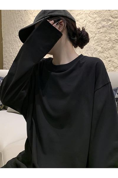 Touz Moda Μαύρο φούτερ Unisex Oversize - Crew Neck, Back Print, Low Battery