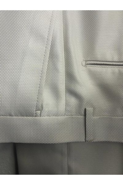 Bomonti Cream Colored Slim Fit Honeycomb Pattern Fabric Trousers