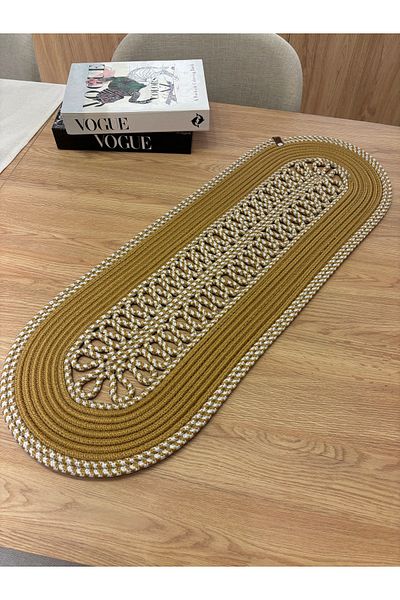 MaVaux Pure American Service - Cotton Natural Jute Runner 30X80, Πλεκτό σχέδιο