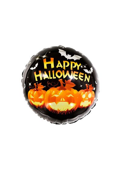 Yusuf Dirik YD Party Supplies 45 cm Round Foil Balloon - with Halloween Writing and Pumpkin