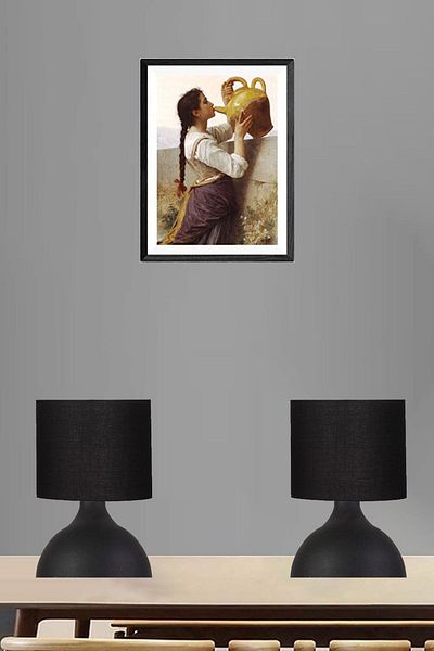 ABAJUR EVİM Black Double Lampshade - Headed Design