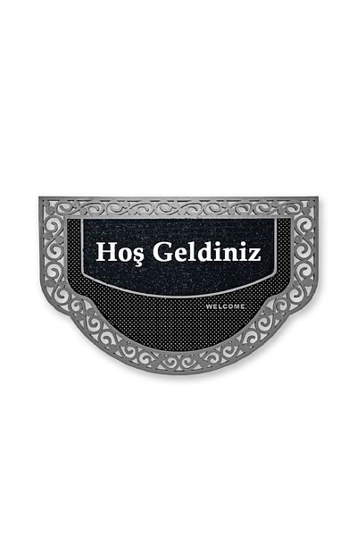 M&H Quality Summer Door Mat - Welcome Black Half Moon Model