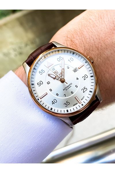 Reward Men's Automatic Wristwatch - Brown Leather Cord