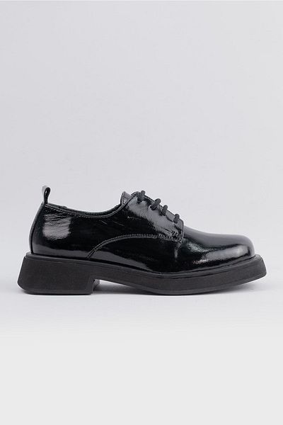 TUNAELLİ Pantofi Oxford cu șireturi din piele naturală din piele naturală neagră