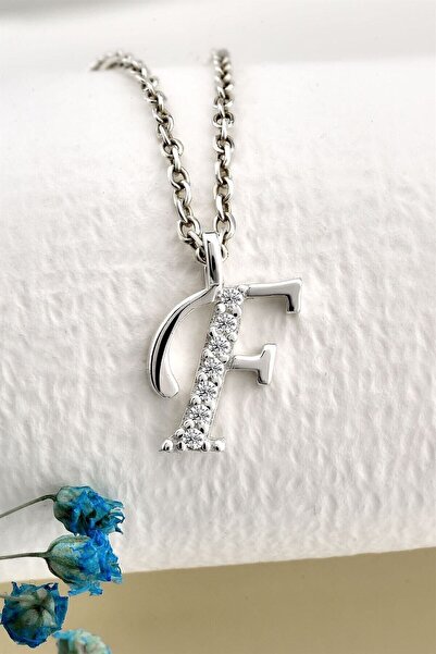 jelux silver Gümüş 925 Ayar Zirkon Taşlı Harf Kolye F