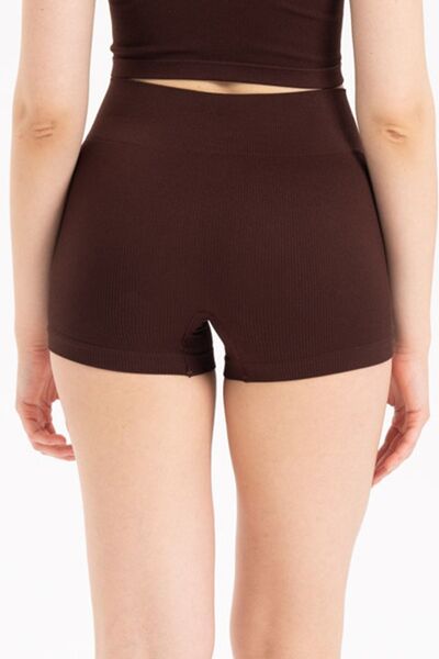 Formeasy Ψηλόμεσο ελαστικό αθλητικό σορτς με ραβδώσεις - χωρίς ραφή 9017