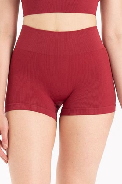 Formeasy High Waist Ribbed Seamless Stretchy Sports Short Shorts - 9013