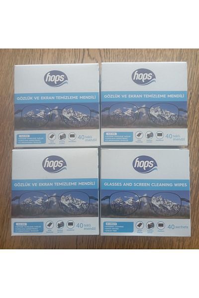 Hops 40 X 4 Boxes of Glasses and Screen Cleaning Wipes