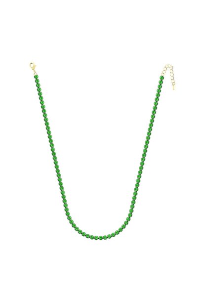 Merano Design 5mm Yeşil Rhodium Su Yolu Kolye