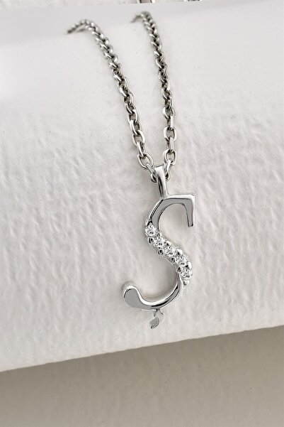 jelux silver Gümüş 925 Ayar Zirkon Taşlı Harf Kolye Ş