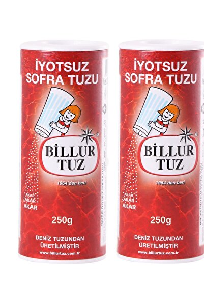Billur Tuz İyotsuz Sofra Tuz Tuzluklu 2 x 250 g