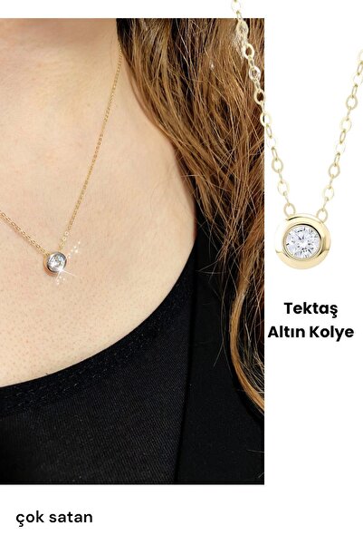 Hepimitu Tektaşlı Altın Kolye