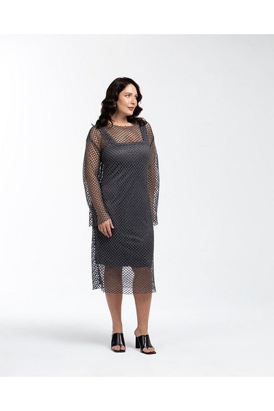LUOKK Gale Plus Size Midi Length Mesh Dress