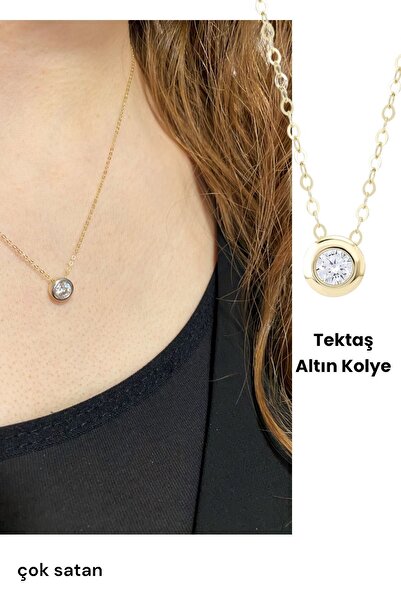 Hepimitu Tektaşlı Altın Kolye