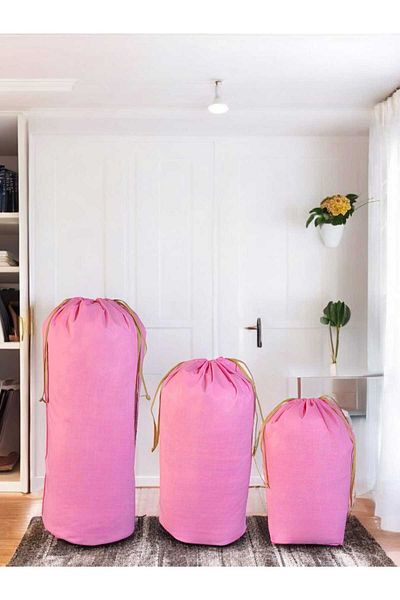 Balkan Room Σετ αποθήκευσης ροζ 3 τεμαχίων - XXL, XL, L - Τσάντα μεταφοράς και τσάντα αποθήκευσης μαξιλαριού πάπλωμα