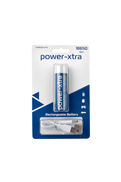 POWER-XTRA PX18650TYPC - 3.7V 2400 mAh -18650 - Şarjlı Pil - Type C - Tekli Blister