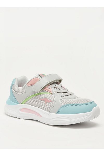 Kangaroos Girls' Colourblock Sports Shoes with Hook and Loop Closure