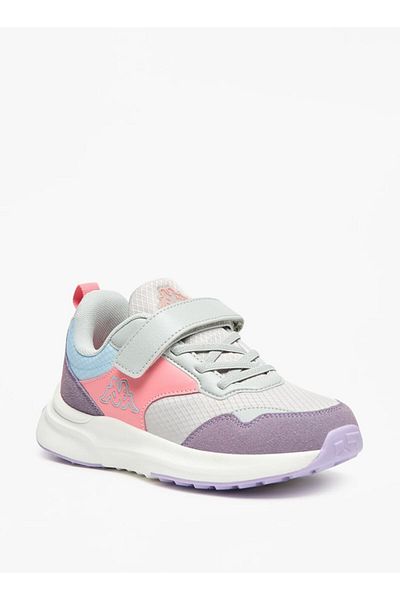 Kappa Girls' Colourblock Sports Shoes with Hook and Loop Closure