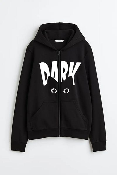 OFFSIDESIGN Black Cat Printed Unisex Cardigan - Μπουφάν με κουκούλα με φερμουάρ