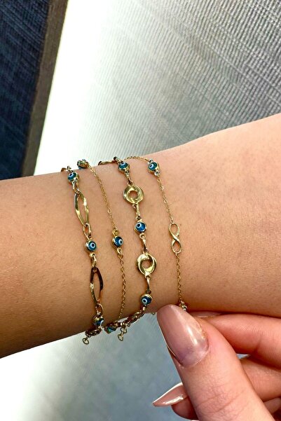 Hepimitu Nazar Boncuklu Altın Bileklik