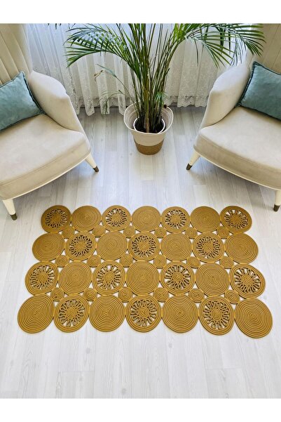 ModaCardin jüt hasır el örgüsü halı kilim yıkanabilir çift taraflı oval