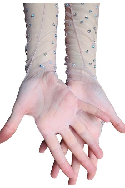 Parlajent Rhinestone TULE GLOVES PARTY GOWN WEDDING BRIDAL