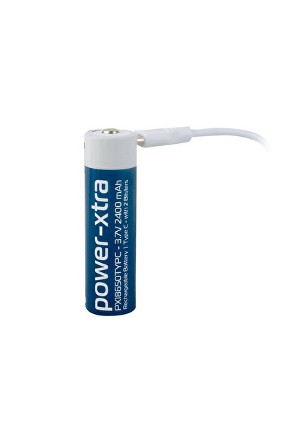 POWER-XTRA PX18650TYPC - 3.7V 2400 mAh -18650 - Şarjlı Pil - Type C - Tekli Blister