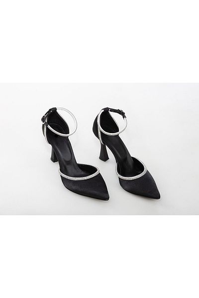Modavien Pantofi de rochie de seară negri cu pietre de 9 cm pentru femei 354 (Iați mărimea dvs. EXACTA)