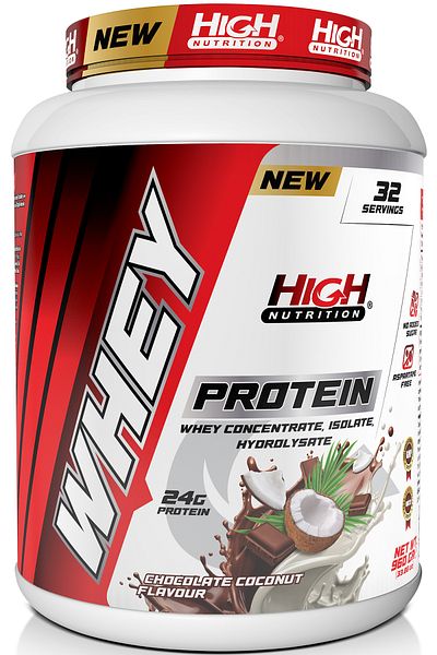 High Nutrition 960g Chocolate Flavored Coconut Protein Powder - 24 grams, 32 Servies