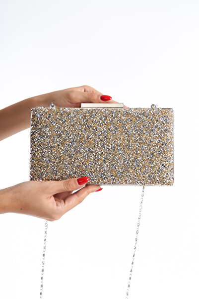 BAKGİY Χρυσή βραδινή τσάντα φορέματος με πέτρινη λεπτομέρεια - BG1175-310-0012