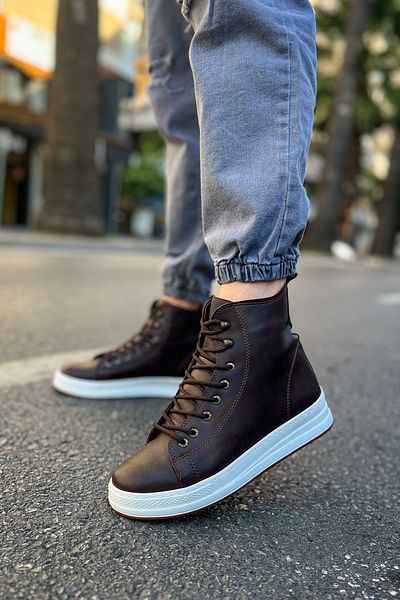 BZ Moda B055 Between - Ανδρικά καθημερινά αθλητικά μποτάκια, ορθοπεδική σόλα και δέρμα με κορδόνια CBT καφέ