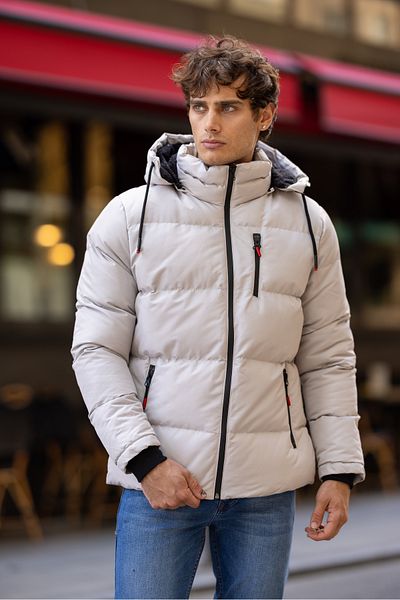 3MODA Мъжко водоустойчиво и ветроустойчиво пухено яке от кожа