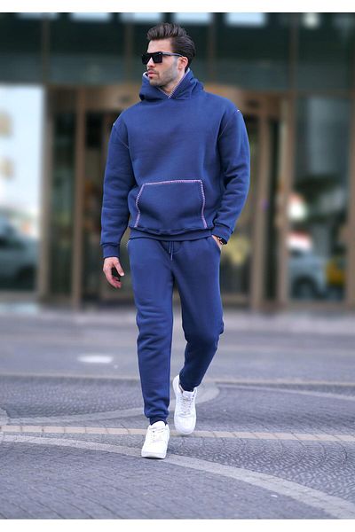Madmext طقم بدلة رياضية بغطاء للرأس للرجال Saks 7046 - ساق مطاطية