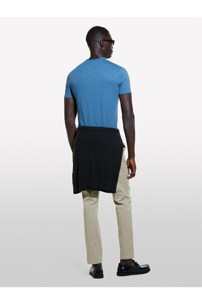 Sisley Ανδρικό μπλουζάκι Petrol Blue Slim Fit Crew Neck - 100% βαμβάκι