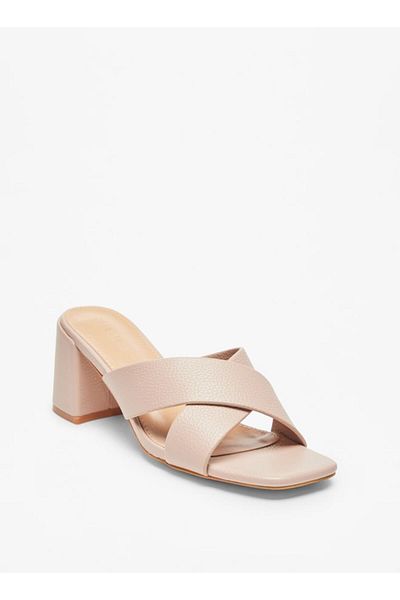 Celeste Women's Textured Cross Strap Sandals with Block Heels