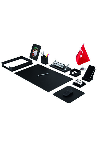 Makroofis Set de covorașe de birou Dora - 12 piese, negre, cu steaguri de mas...