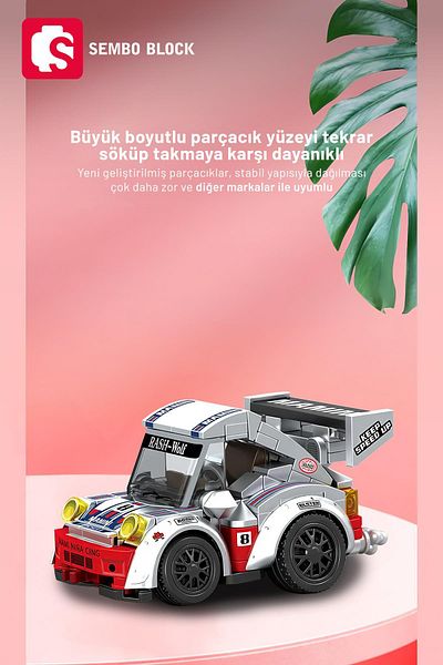 Sembo Block سيارات سباق صغيرة باللون الرمادي 197 قطعة من مكعبات البناء المتوافقة مع Lego ( 714503 أ)
