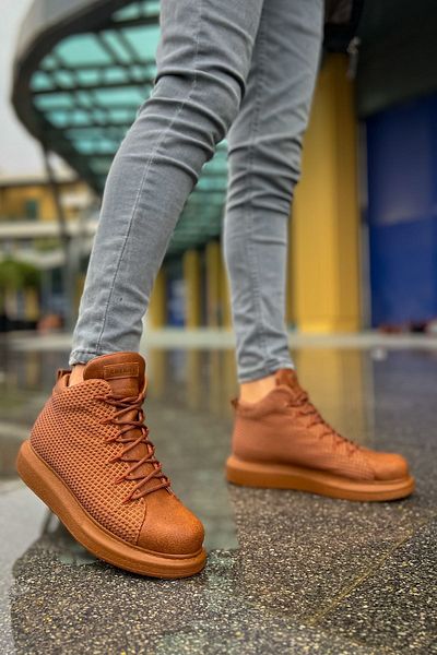 BZ Moda B111 Milano - Ανδρικά Ορθοπεδικά Αθλητικά Μποτάκια, Καθημερινό Δέρμα, Μαύρισμα με κορδόνια