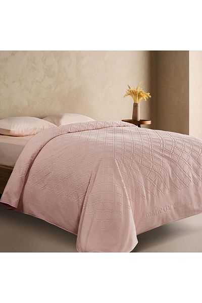 Marie Claire Agusto Velvet Single Pique Bedspread - Powder
